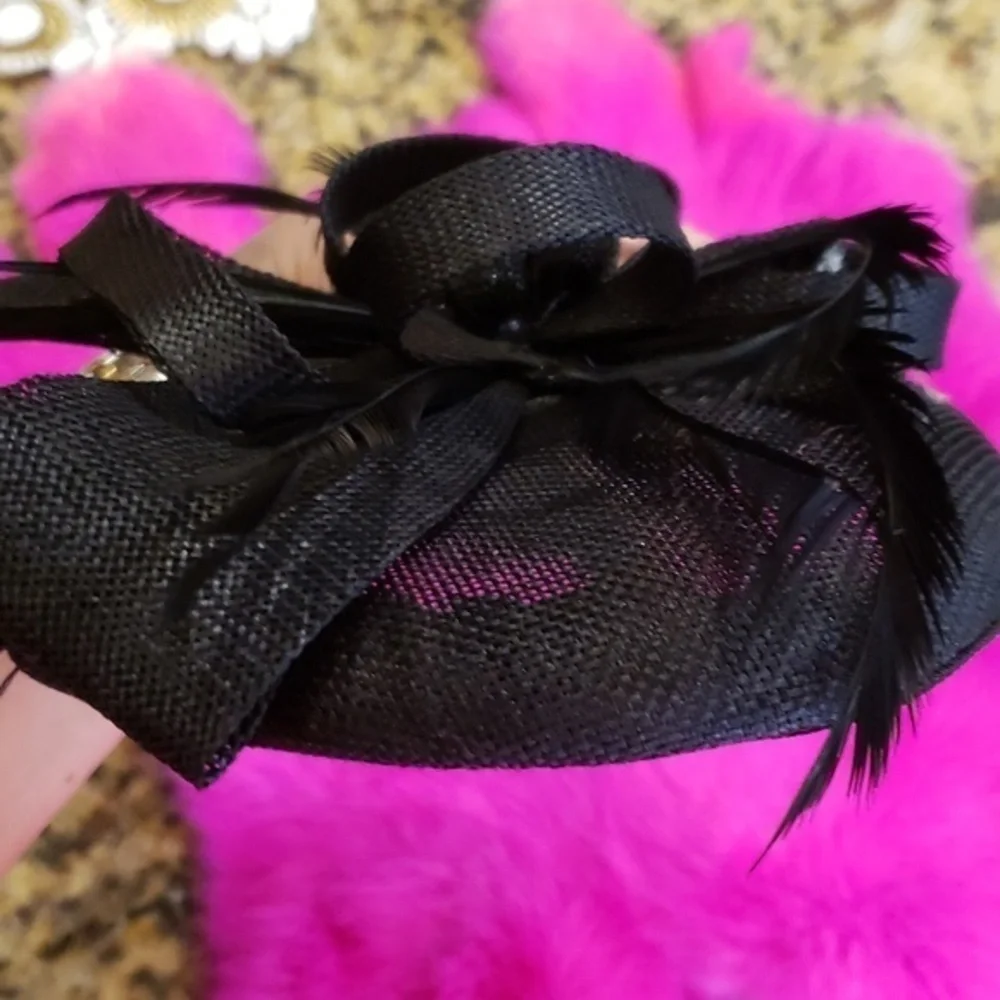Black  Fascinator W/Clip‎ Hat Church Tea Party Derby Hair Accessories